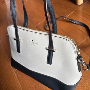 kate spade Black and Cream Dome Satchel with Gold Hardware
